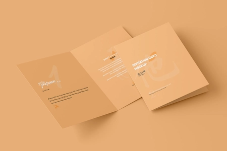 Free A5 Folded Wedding Invitation Card Mockup