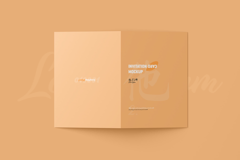Free A5 Folded Wedding Invitation Card Mockup | Mockupnest