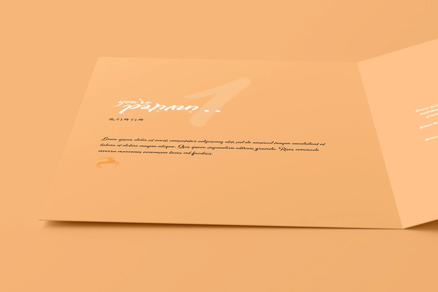 A5 Folded Wedding Invitation Card Mockup