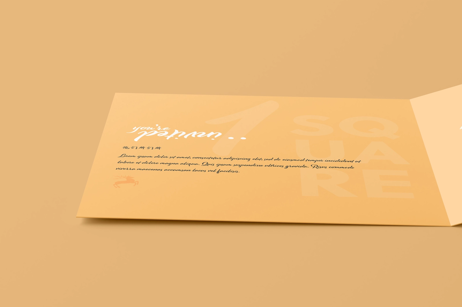 Square Folded Invitation Card Mockup Set