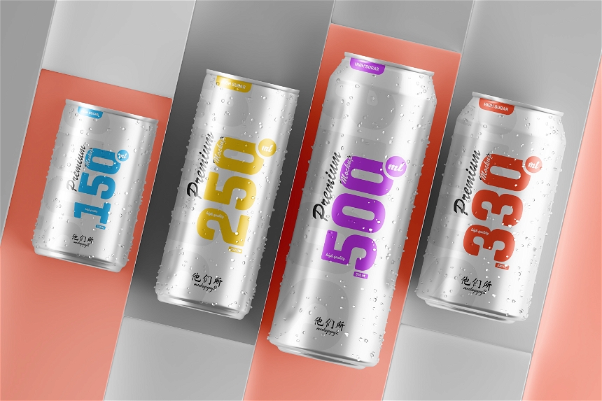 Free Multisize Beer Can Mockup