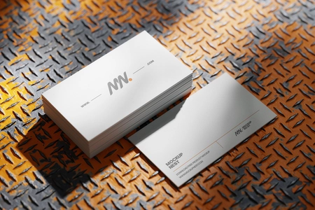 Embossed Business Card Mockup On Diamond Plate