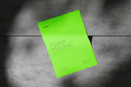 A4 Poster Mockup On Concrete