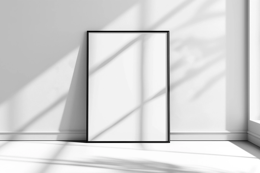 Minimal Frame Poster Mockup With Shadow Overlay