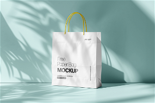 Paper Bag Mockup With Shadow Overlay