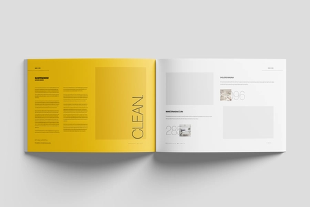 Open A4 Landscape Magazine Mockup Top View