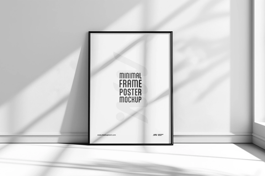 Minimal Frame Poster Mockup With Shadow Overlay