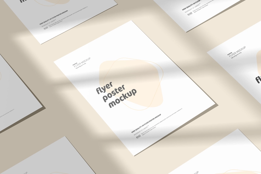 A4 Flyer Poster Mockup With Shadow Overlay