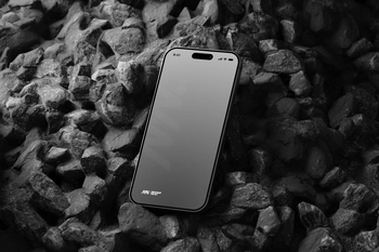 Free iPhone 15 Pro Mockup On Black Stone