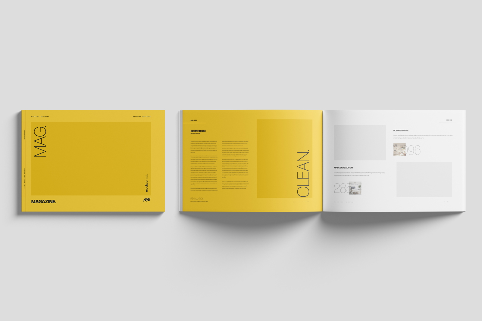 Open A4 Landscape Magazine Mockup with Top View Cover - Premium PSD Mockup