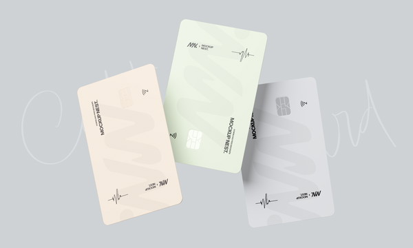 Free Vertical Floating Credit Card Mockup