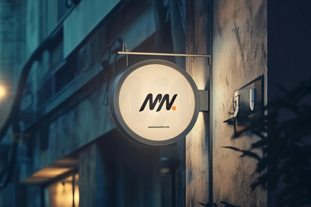Free Round Hanging Signboard Mockup