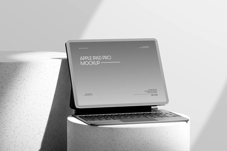 iPad Pro With Magic Keyboard Mockup On Podium
