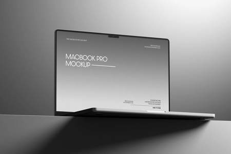 MacBook Pro Mockup with Dark Contrast Lighting