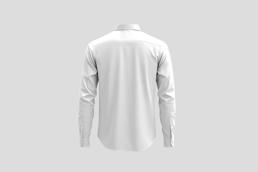 Formal Long Sleeve Shirt Mocku From Back Side