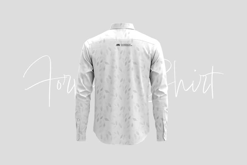 Formal Long Sleeve Shirt Mocku From Back Side