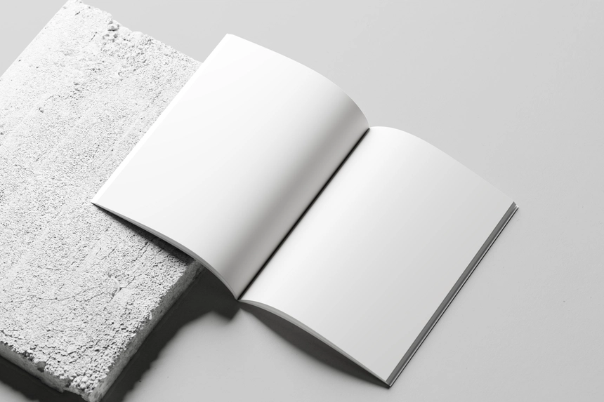Free Open A4 Magazine Mockup On Concrete