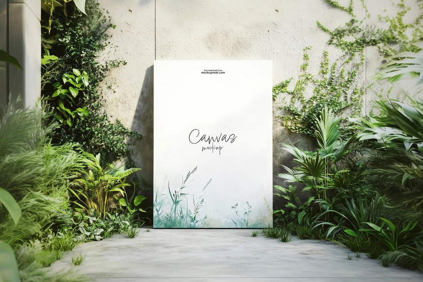Canvas Mockup In Outdoor Garden