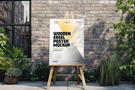 Free Outdoor Wooden Easel Poster Mockup