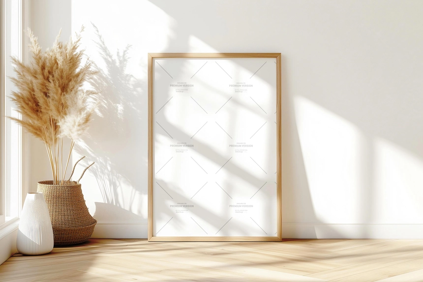 A2 Wooden Frame Mockup Indoor Environment