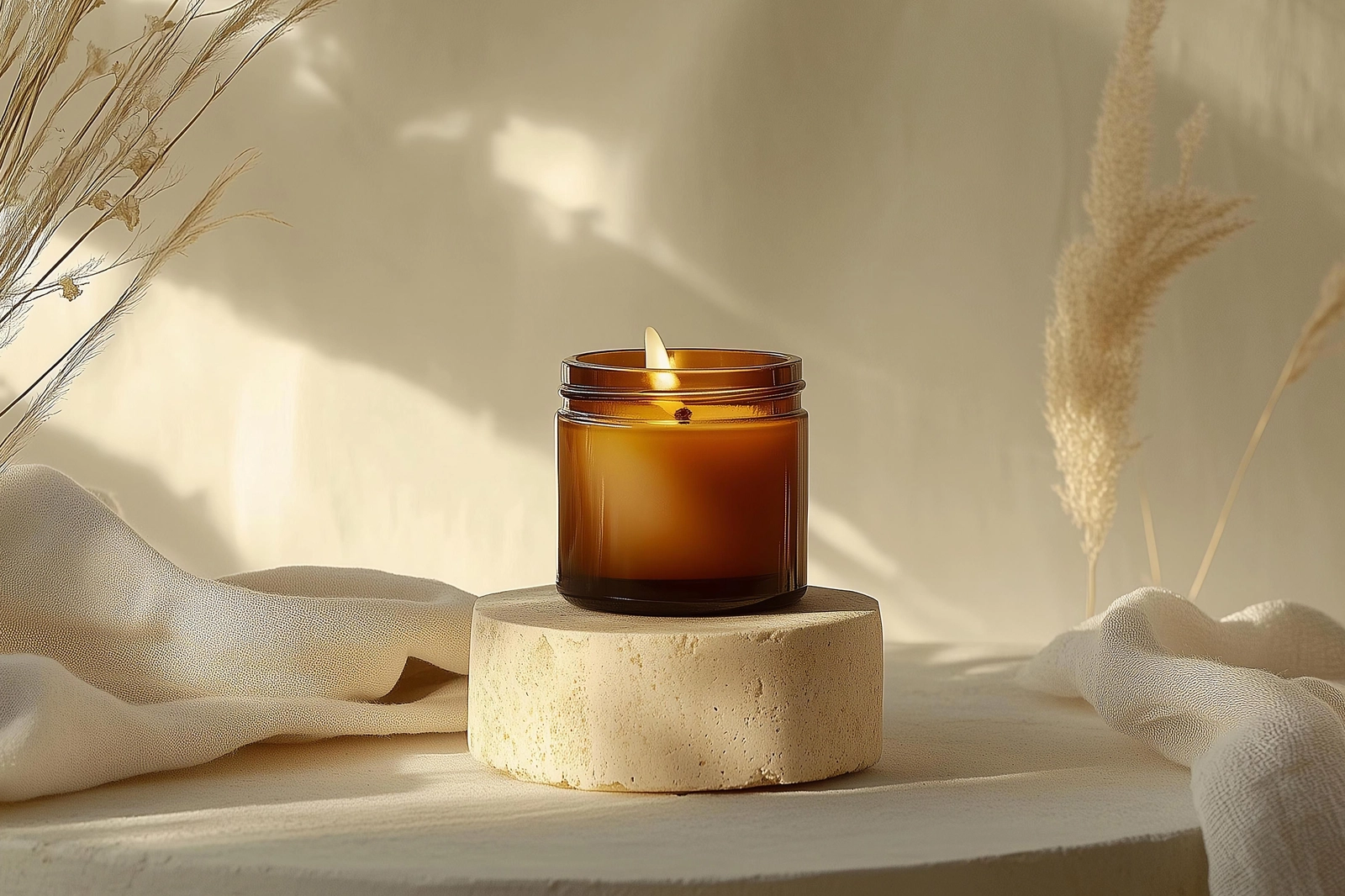 Free Amber Glass Candle Jar Mockup