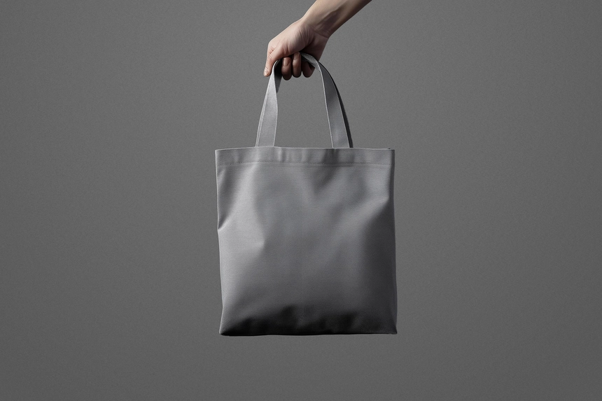 Tote Bag Mockup Holding By Hand