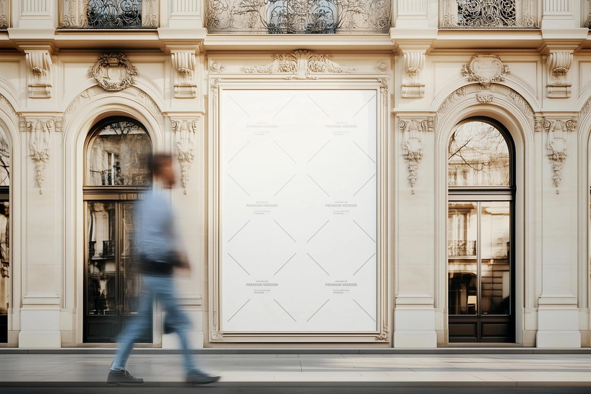 Outdoor Banner Mockup On Building Wall