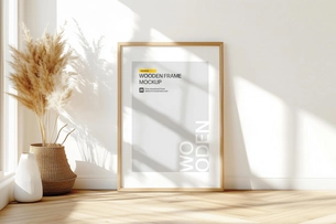 A2 Wooden Frame Mockup Indoor Environment