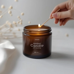 Amber Glass Candle Jar Mockup