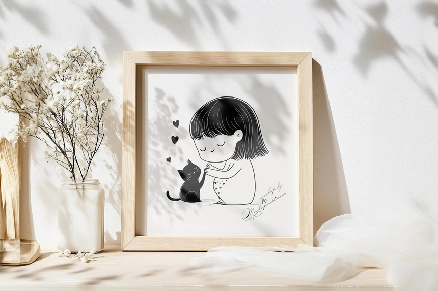 Free Small Wooden Square Photo Frame Mockup
