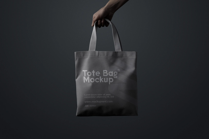 Tote Bag Mockup Holding By Hand