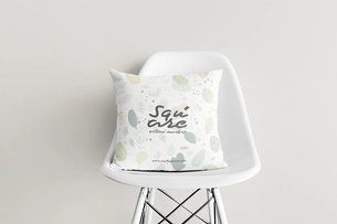 Square Pillow Mockup On Chair
