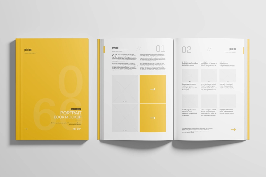Softcover Open Book with Cover Mockup Top View
