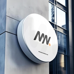 Free Round Signboard Mockup On Building Wall