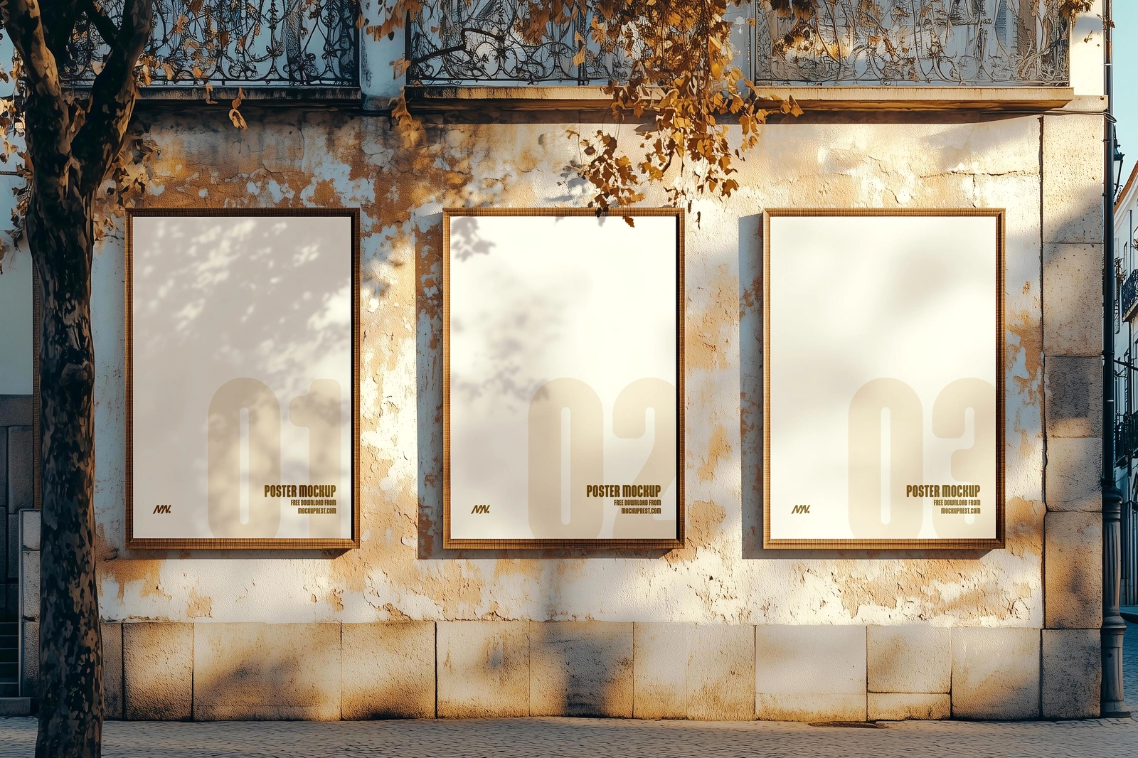 Free Vibrant Three Street Poster Mockup