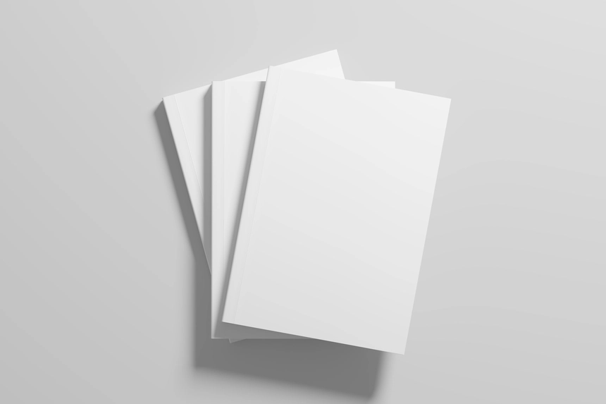 Free Three Softcover Book Mockup From Top View