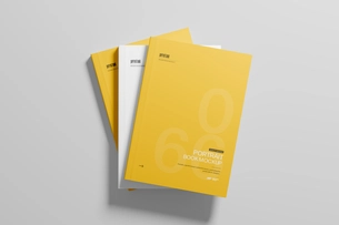 Free Three Softcover Book Mockup From Top View