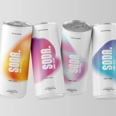 Four Floating 250ml Soda / Beer Can Mockup