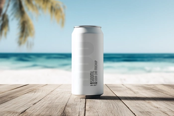 500ml Soda Beer Can Mockup In Outdoor Environment