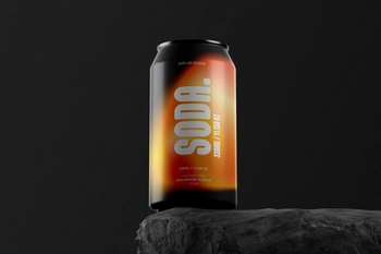 Black 330ml Soda / Beer Can Mockup