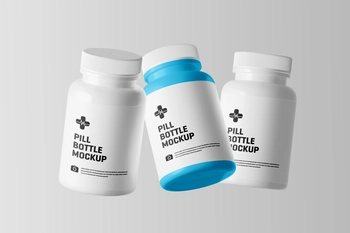 Floating Pill Bottle Mockup