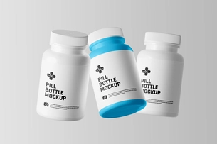 Floating Pill Bottle Mockup