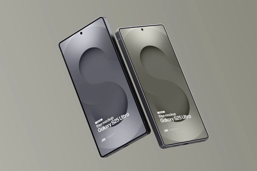 Two Floating Galaxy S25 Ultra Mockup