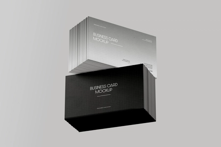 Floating Stacked Business Card Mockup