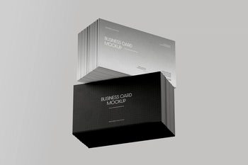 Floating Stacked Business Card Mockup