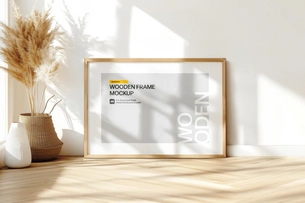A2 Landscape Wooden Frame Mockup