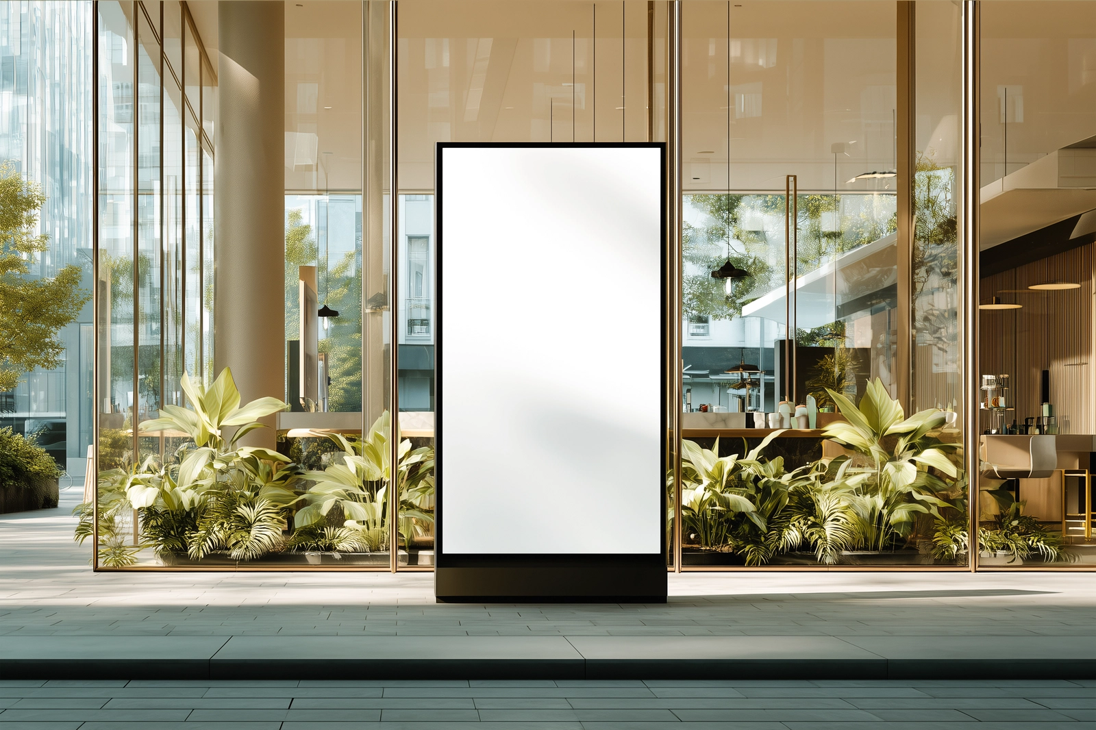Citylight Board Mockup in Modern Urban Glass Building Environment