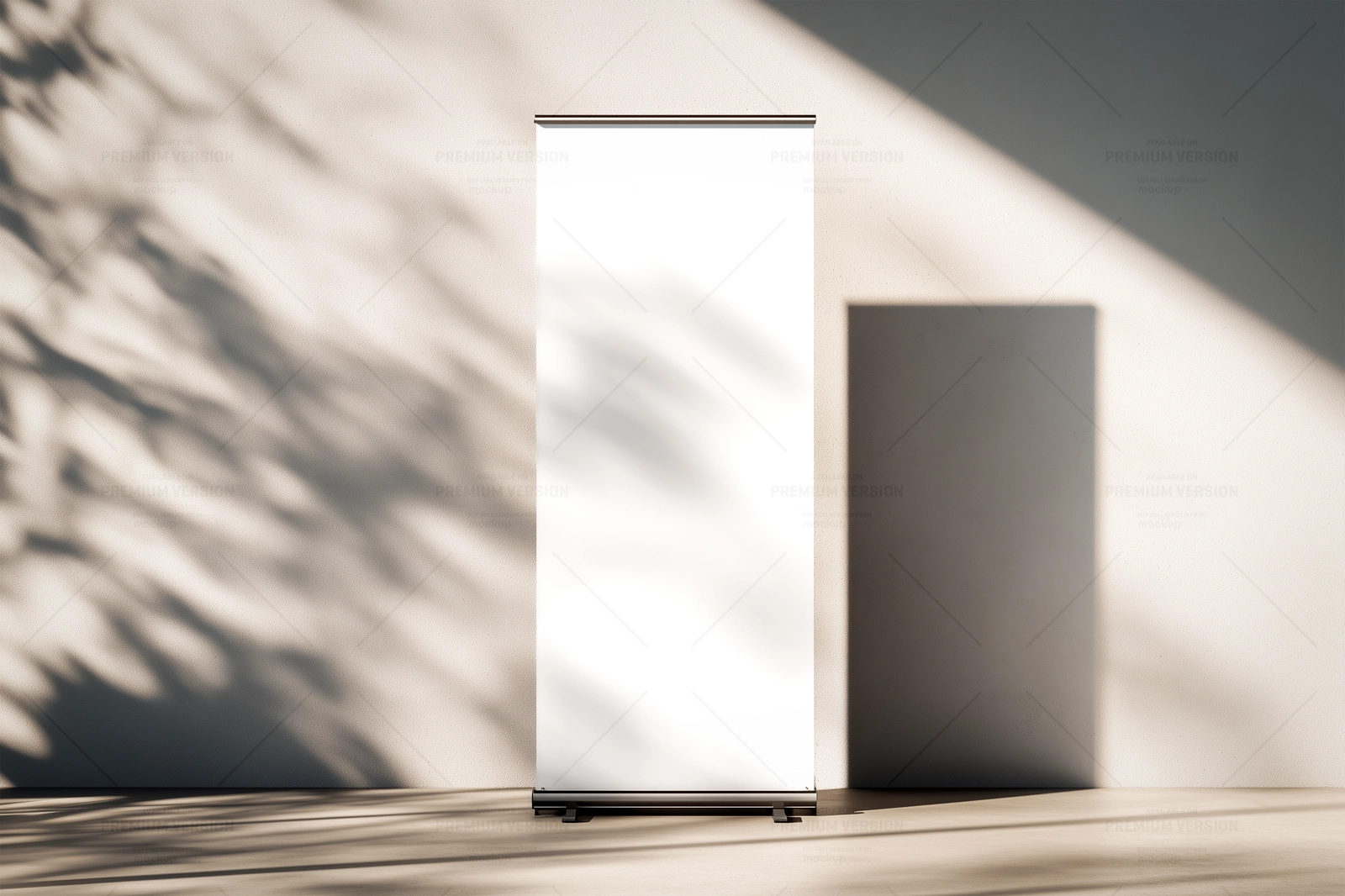Minimal Roll Up Banner Mockup with Natural Light Shadows