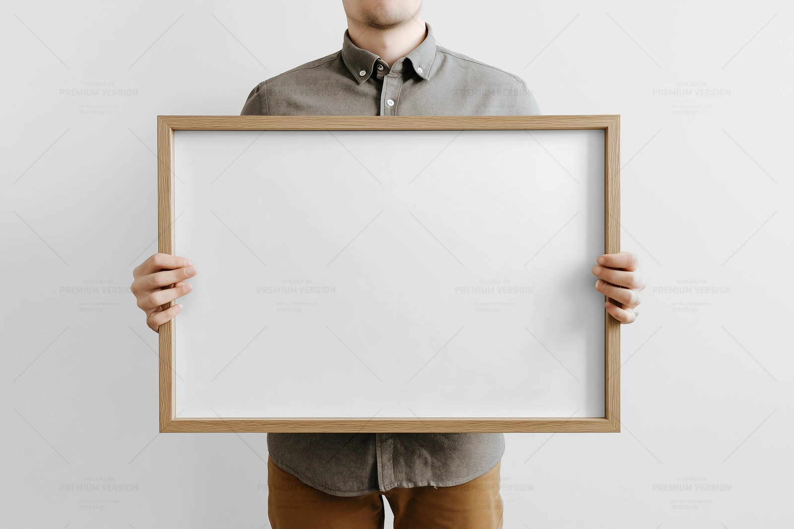 Minimal Wooden Frame Poster Mockup in Landscape Orientation Indoors