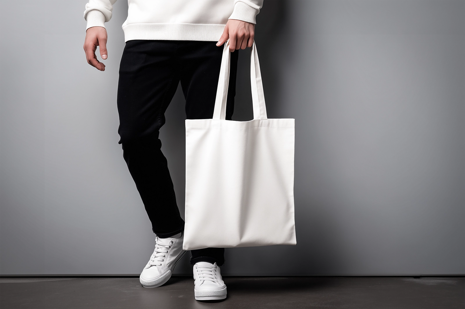 Free Tote Bag Mockup Holding By Hand